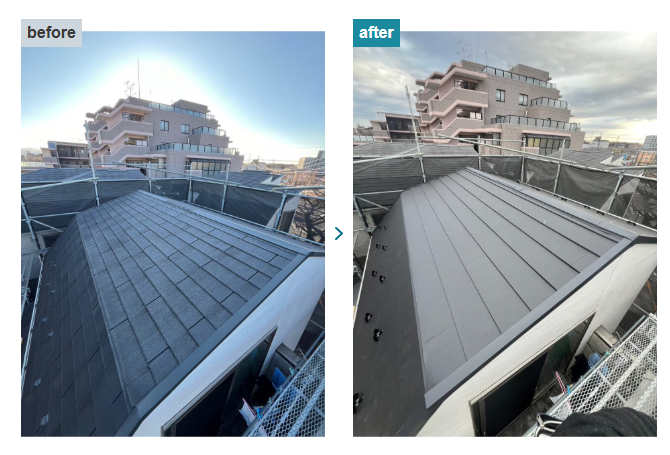 屋根のカバー工法の事例にいて