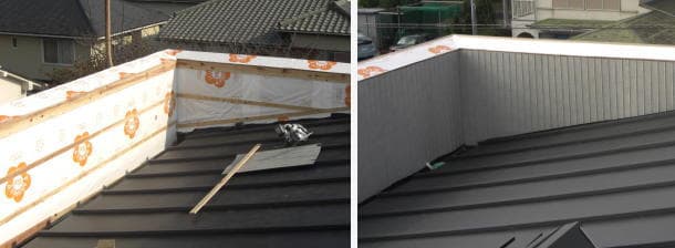 パラペット構造を持つトタン屋根