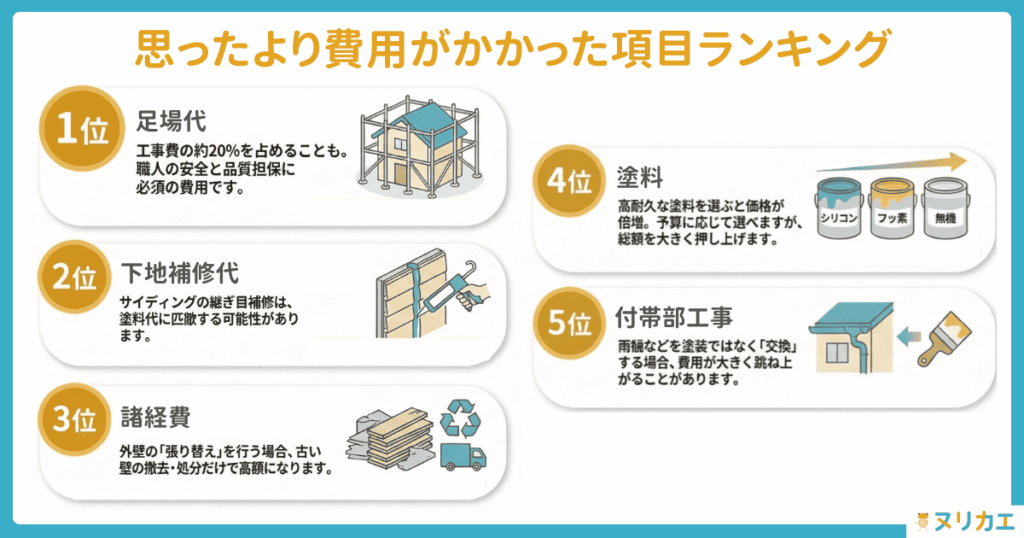 思ったよりもかかった費用ランキング