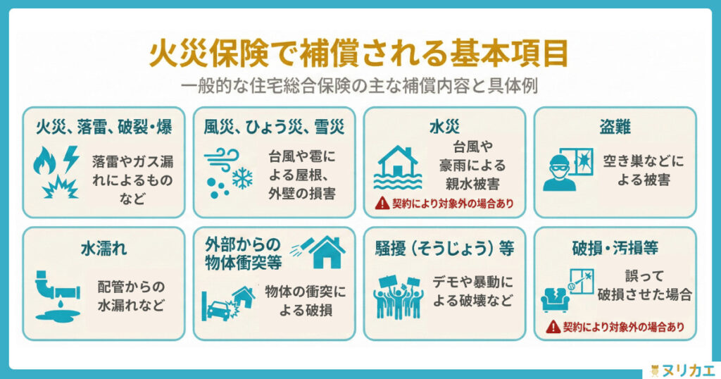 火災保険で補償される基本項目