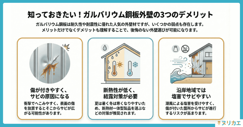 ガルバリウム鋼板のデメリット
