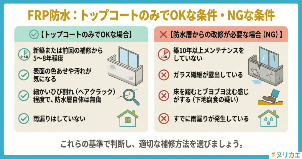 トップコートの補修のみでOKな場合、NGな場合