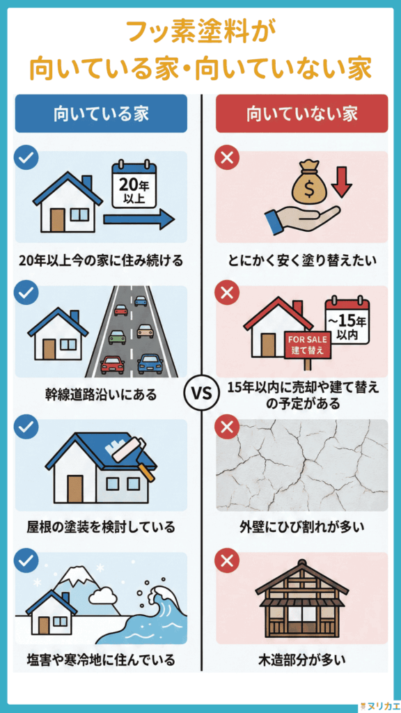 フッ素塗料が向いている家・向いていない家