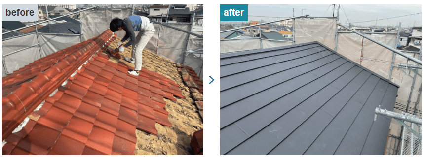屋根葺き替えの事例（before&after）